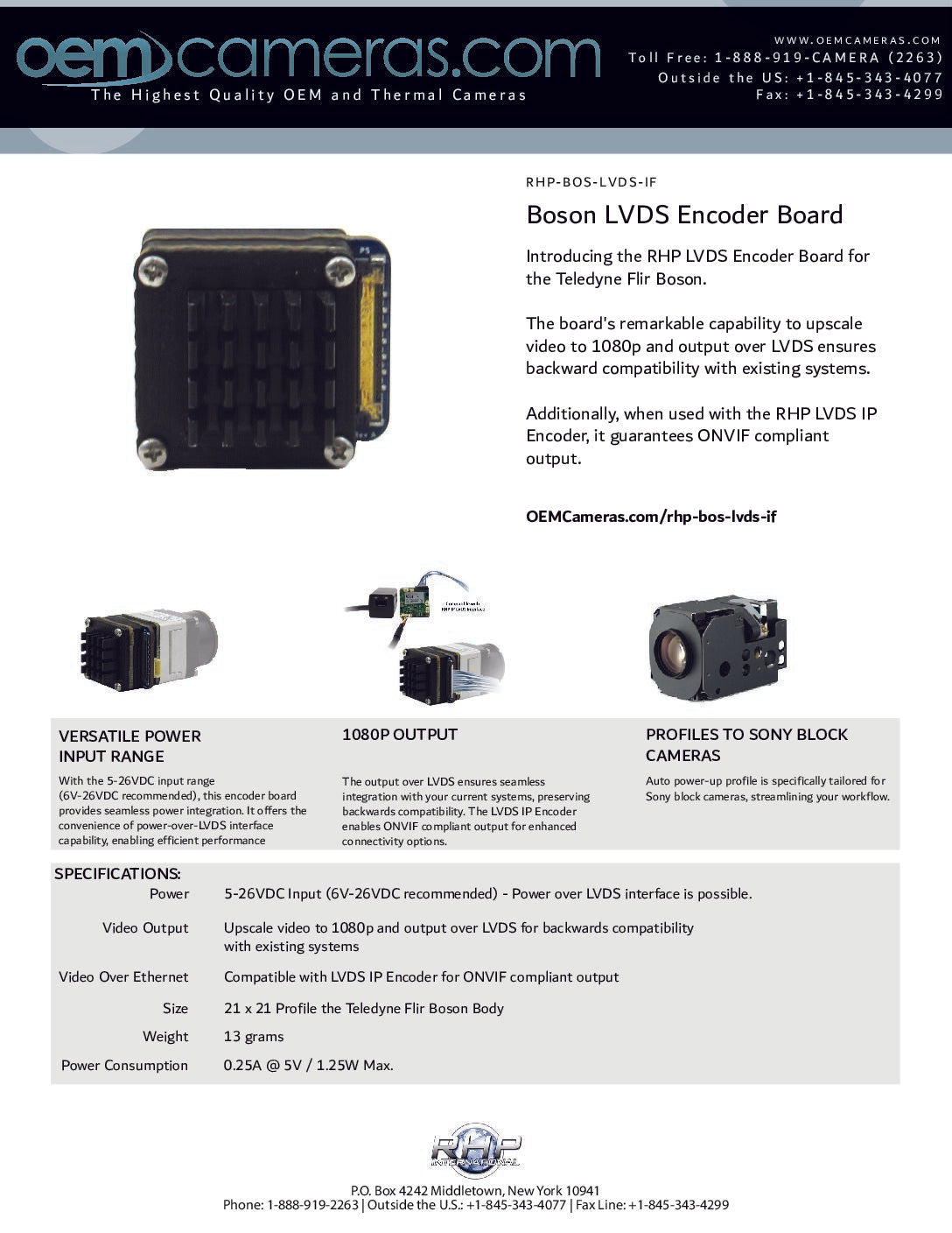 RHP IP LVDS Encoder Board - data specs