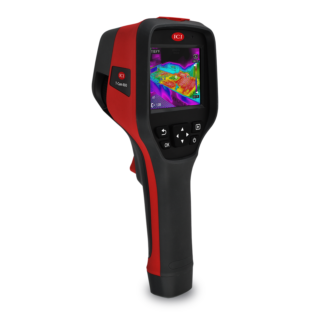 Image of ICI T-Cam 600 P-Series IR Camera | LWIR Handheld Thermal Camera   Fast Video Industrial Range 48 FOV 9.1mm EFL 5MP Visible Camera used in thermal imaging applications.