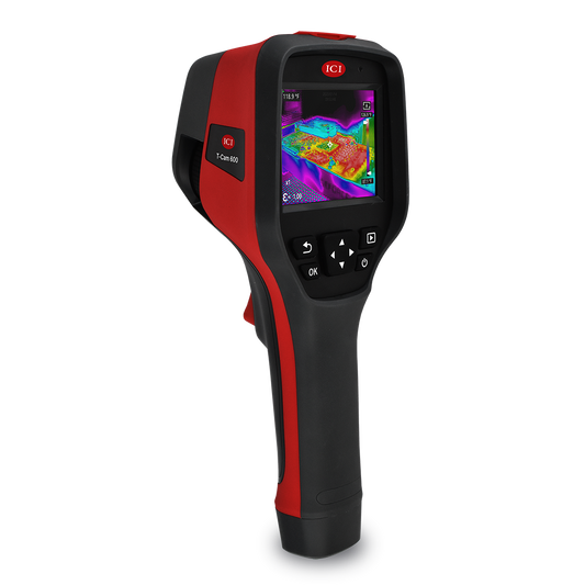 Image of ICI T-Cam 600 P-Series IR Camera | LWIR Handheld Thermal Camera   Fast Video Industrial Range 48 FOV 9.1mm EFL 5MP Visible Camera used in thermal imaging applications.