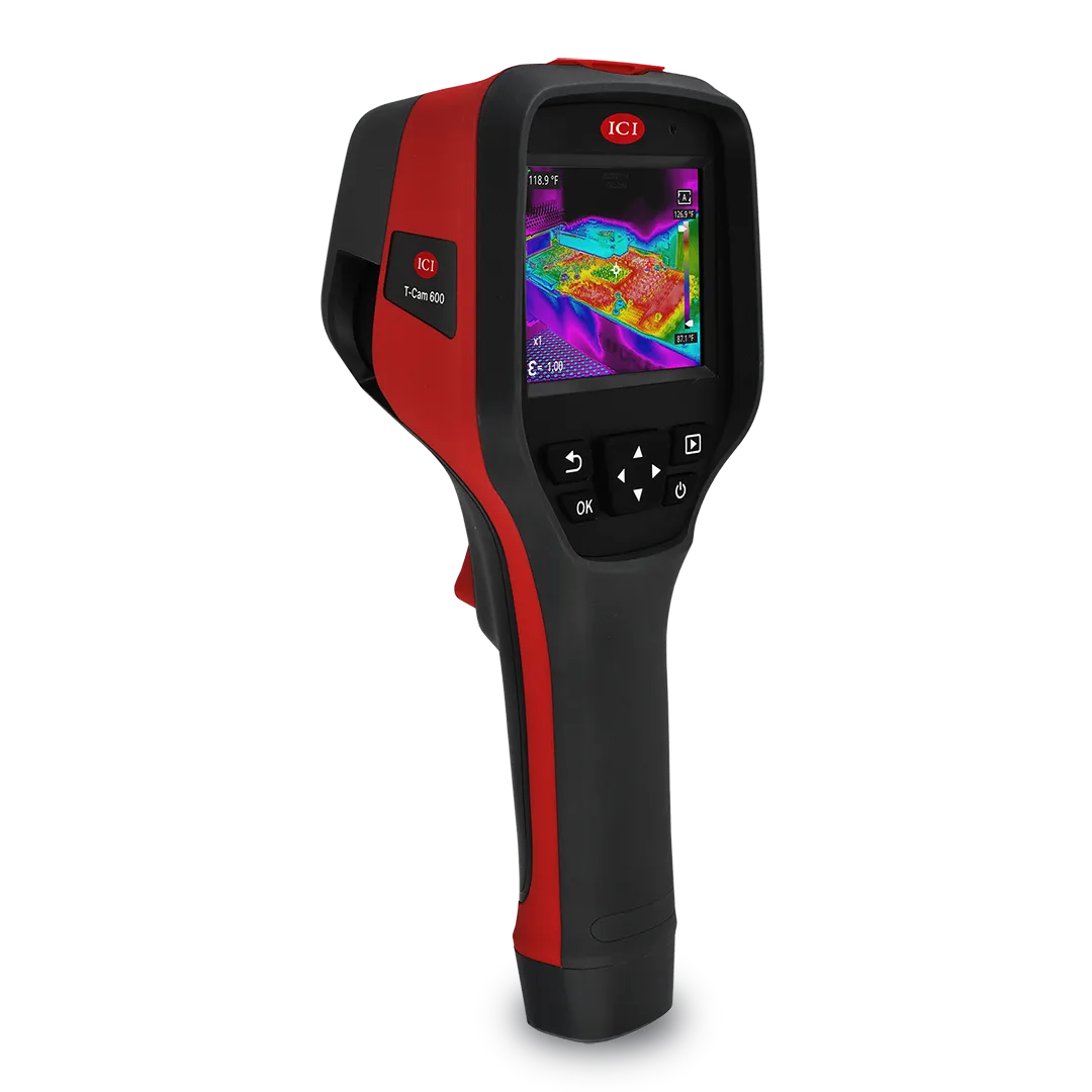 Image of ICI T-Cam 600 P-Series IR Camera | LWIR Handheld Thermal Camera   Fast Video Industrial Range 48 FOV 9.1mm EFL 5MP Visible Camera used in thermal imaging applications.